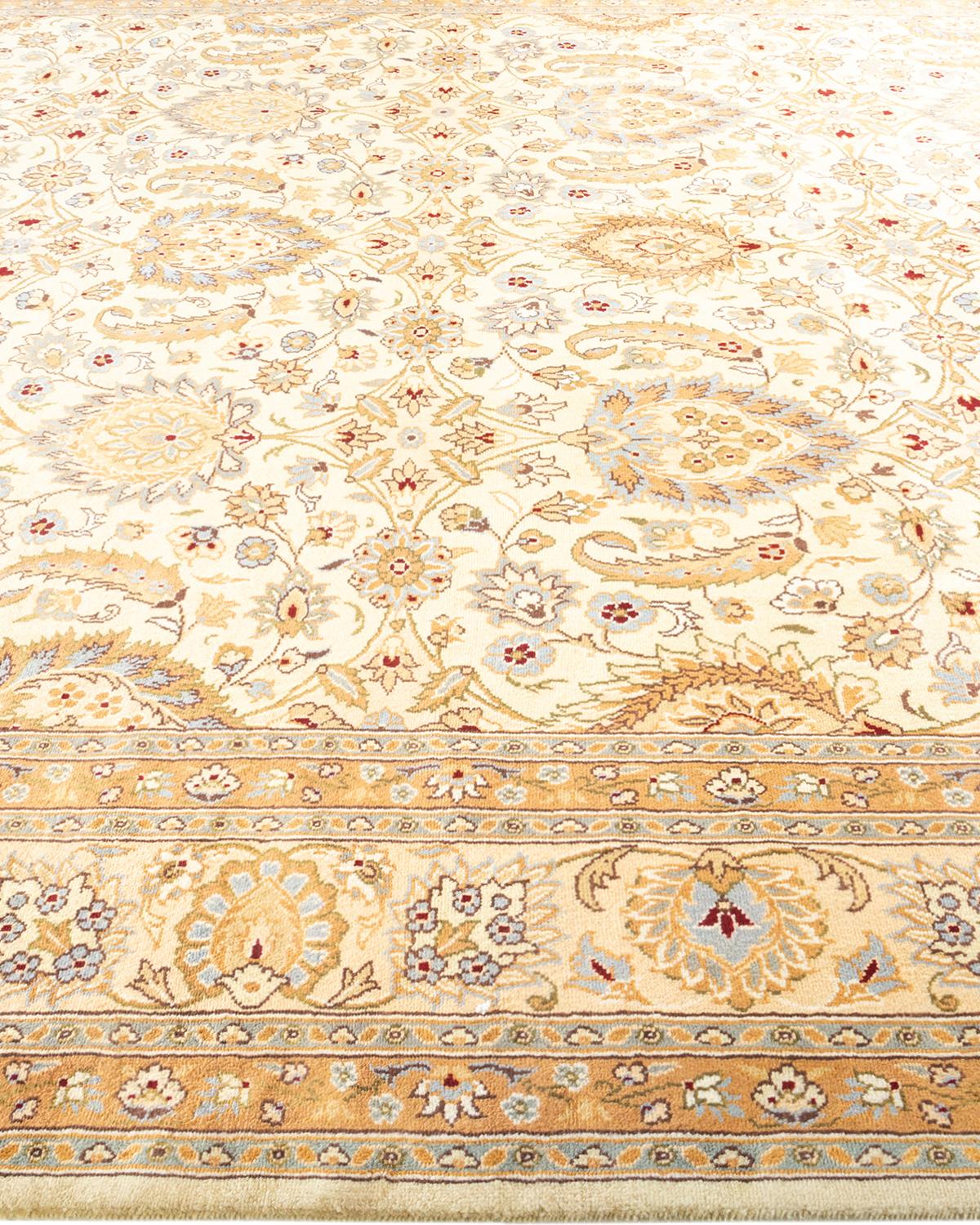 One-Of-A-Kind Hand Knotted Oriental Mogul Ivory Area Rug In New Condition For Sale In Norwalk, CT