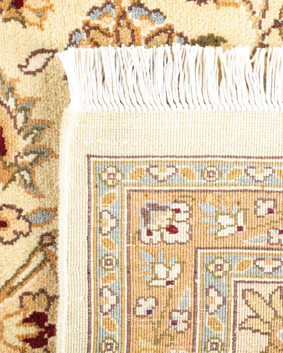 Contemporary One-Of-A-Kind Hand Knotted Oriental Mogul Ivory Area Rug For Sale