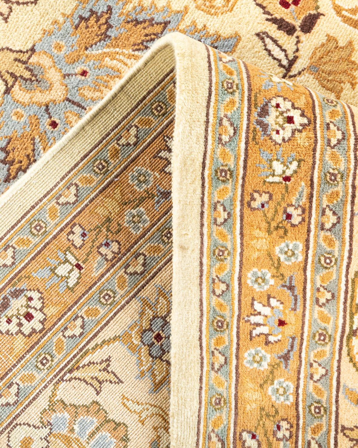 Wool One-Of-A-Kind Hand Knotted Oriental Mogul Ivory Area Rug For Sale