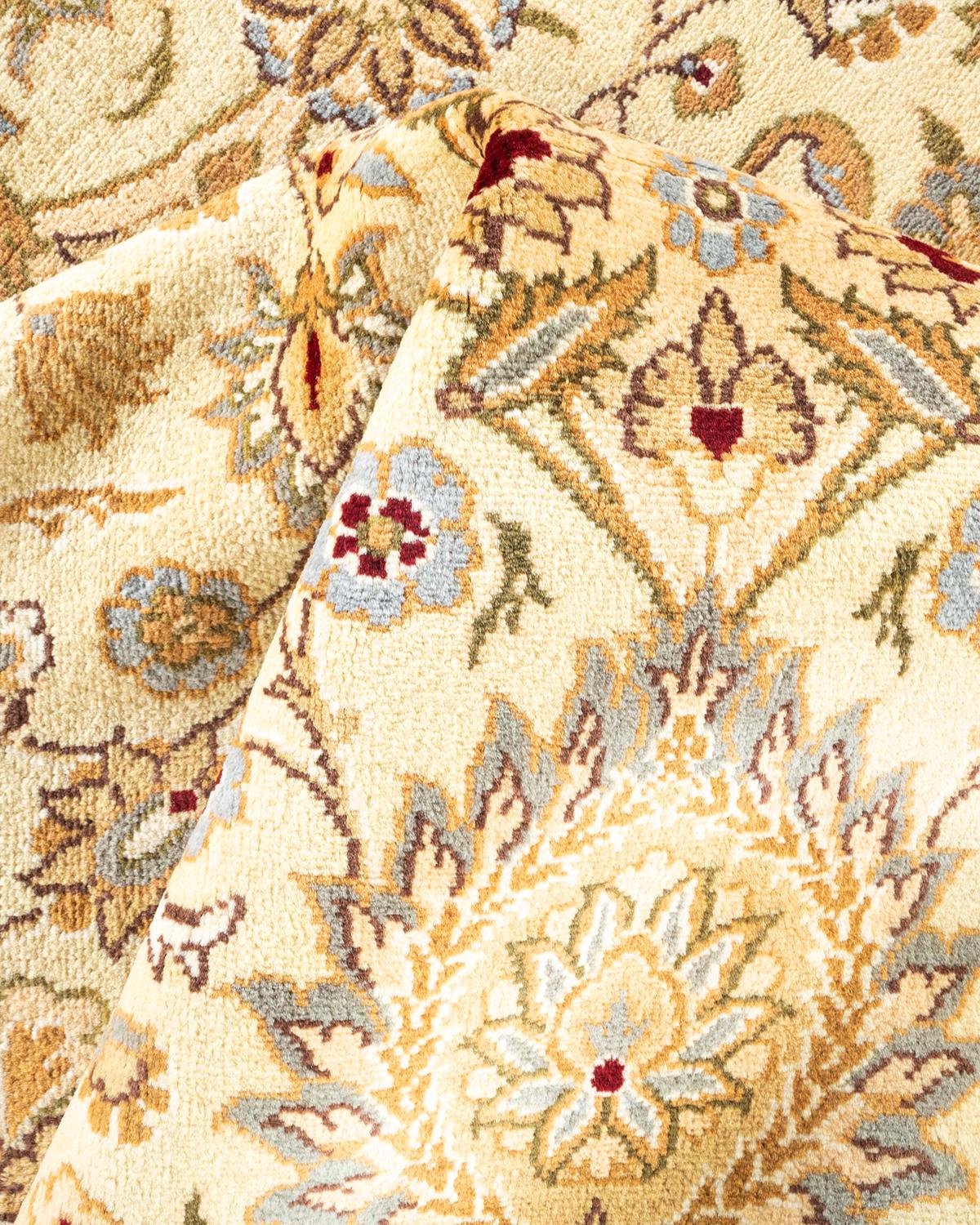 One-Of-A-Kind Hand Knotted Oriental Mogul Ivory Area Rug For Sale 1