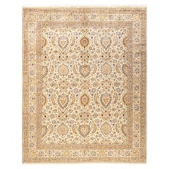 Alfombra Oriental Mogul Marfil Anudada a Mano, Única en su Género