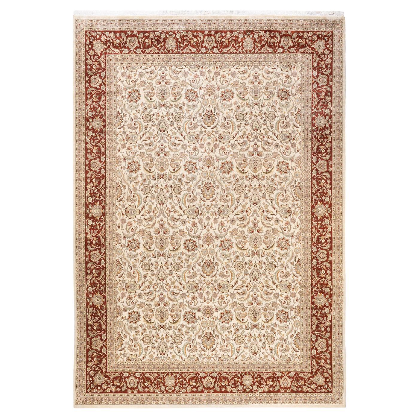 One-of-a-kind Hand Knotted Oriental Mogul Ivory Area Rug