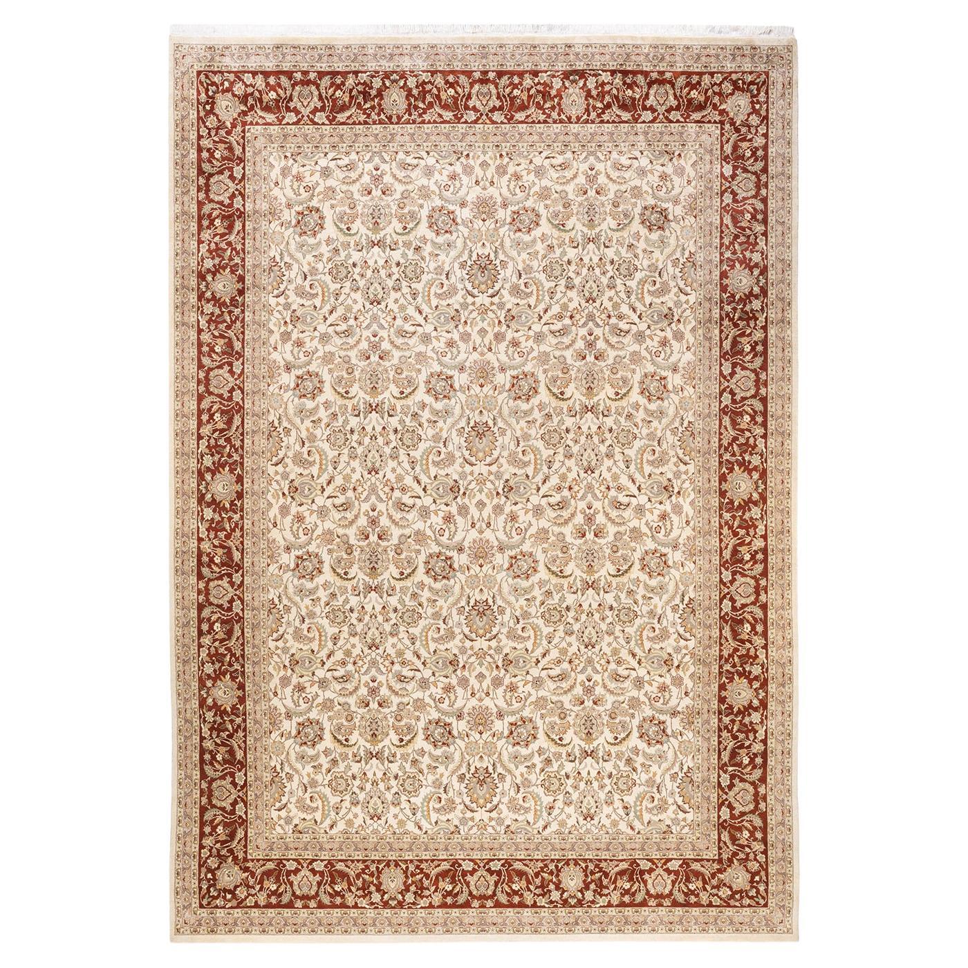 One-of-a-kind Hand Knotted Oriental Mogul Ivory Area Rug