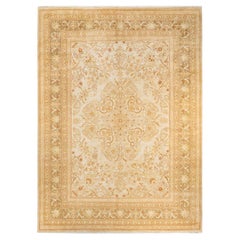 One-of-a-Kind Hand Knotted Oriental Mogul Ivory Area Rug