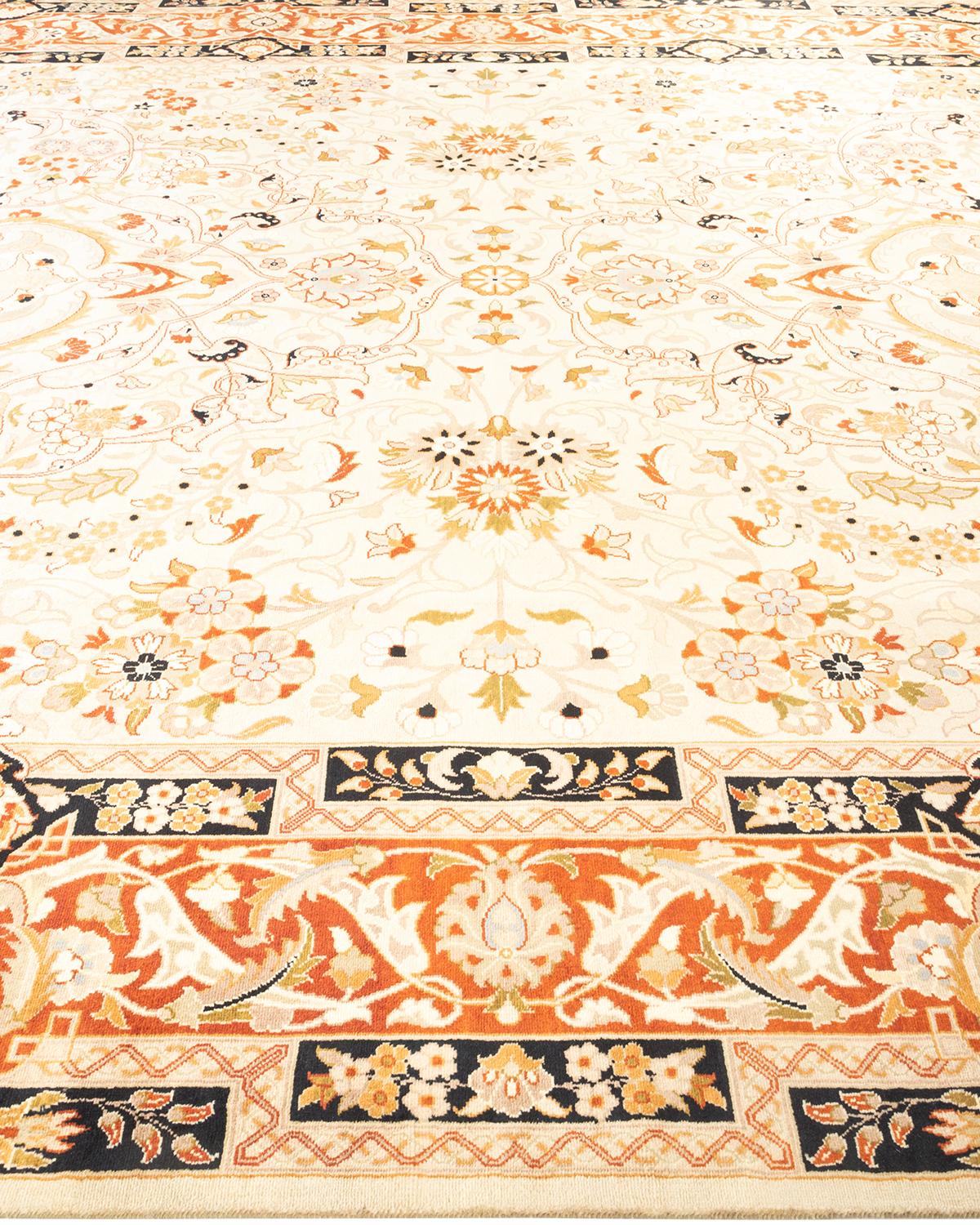 Tapis unique Oriental Mogul ivoire noué à la main 9' 0