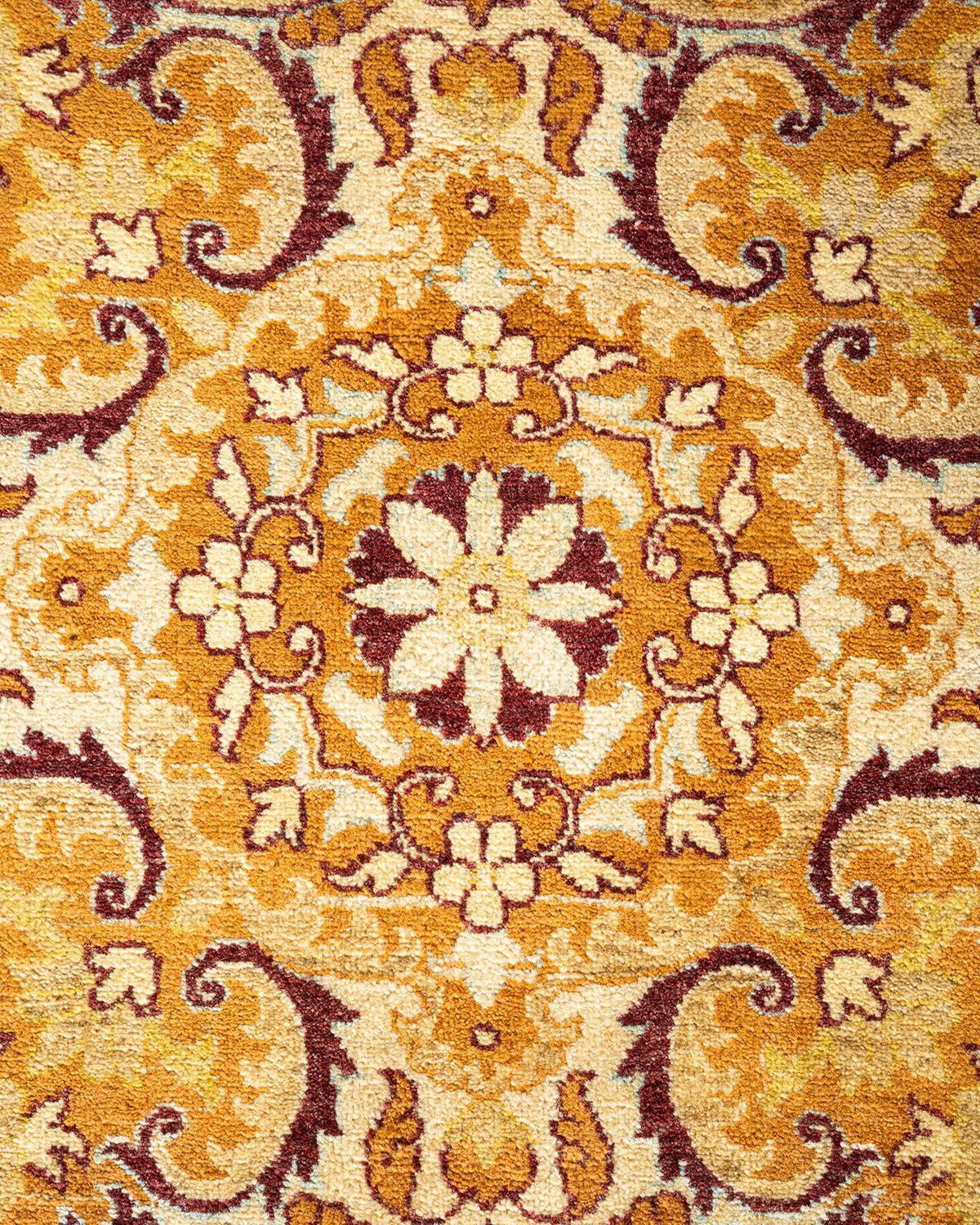 Handgeknüpfter orientalischer Mogul Elfenbeinfarbener Teppich, Unikat (Pakistanisch) im Angebot