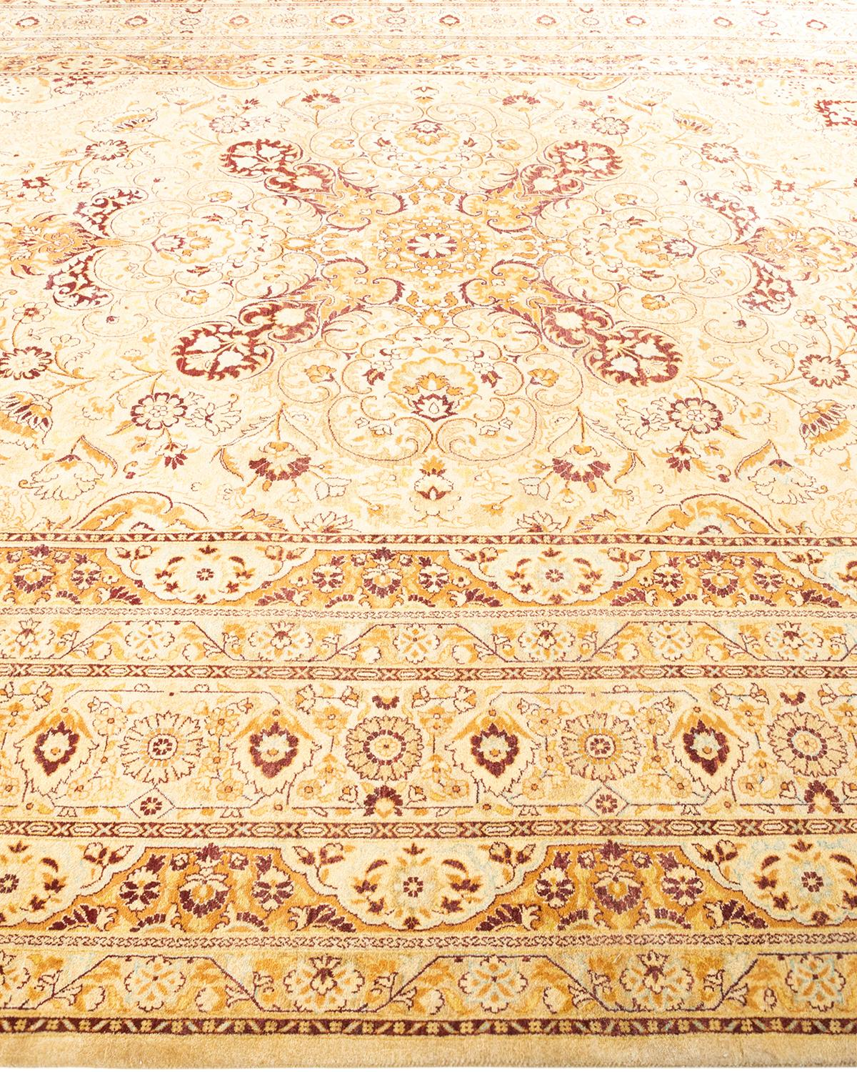 Handgeknüpfter orientalischer Mogul Elfenbeinfarbener Teppich, Unikat im Zustand „Neu“ im Angebot in Norwalk, CT