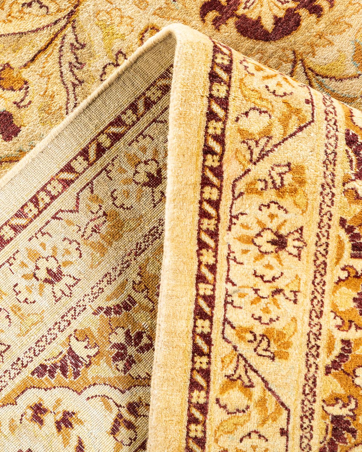 Handgeknüpfter orientalischer Mogul Elfenbeinfarbener Teppich, Unikat (Wolle) im Angebot
