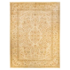 Tapis Oriental Mogul ivoire noué à la main unique en son genre