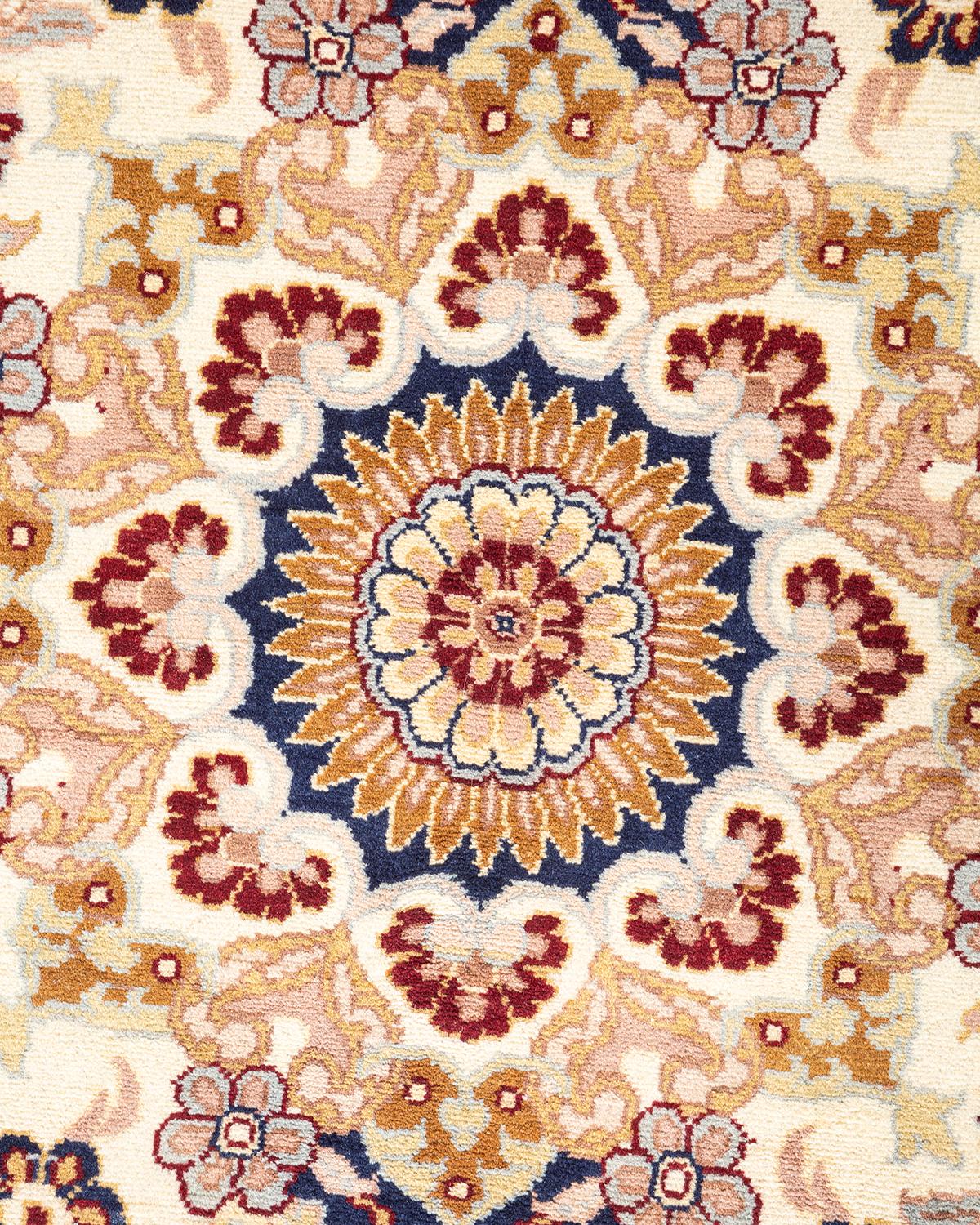 Handgeknüpfter orientalischer Mogul elfenbeinfarbener Teppich in Elfenbein, Unikat (Pakistanisch) im Angebot