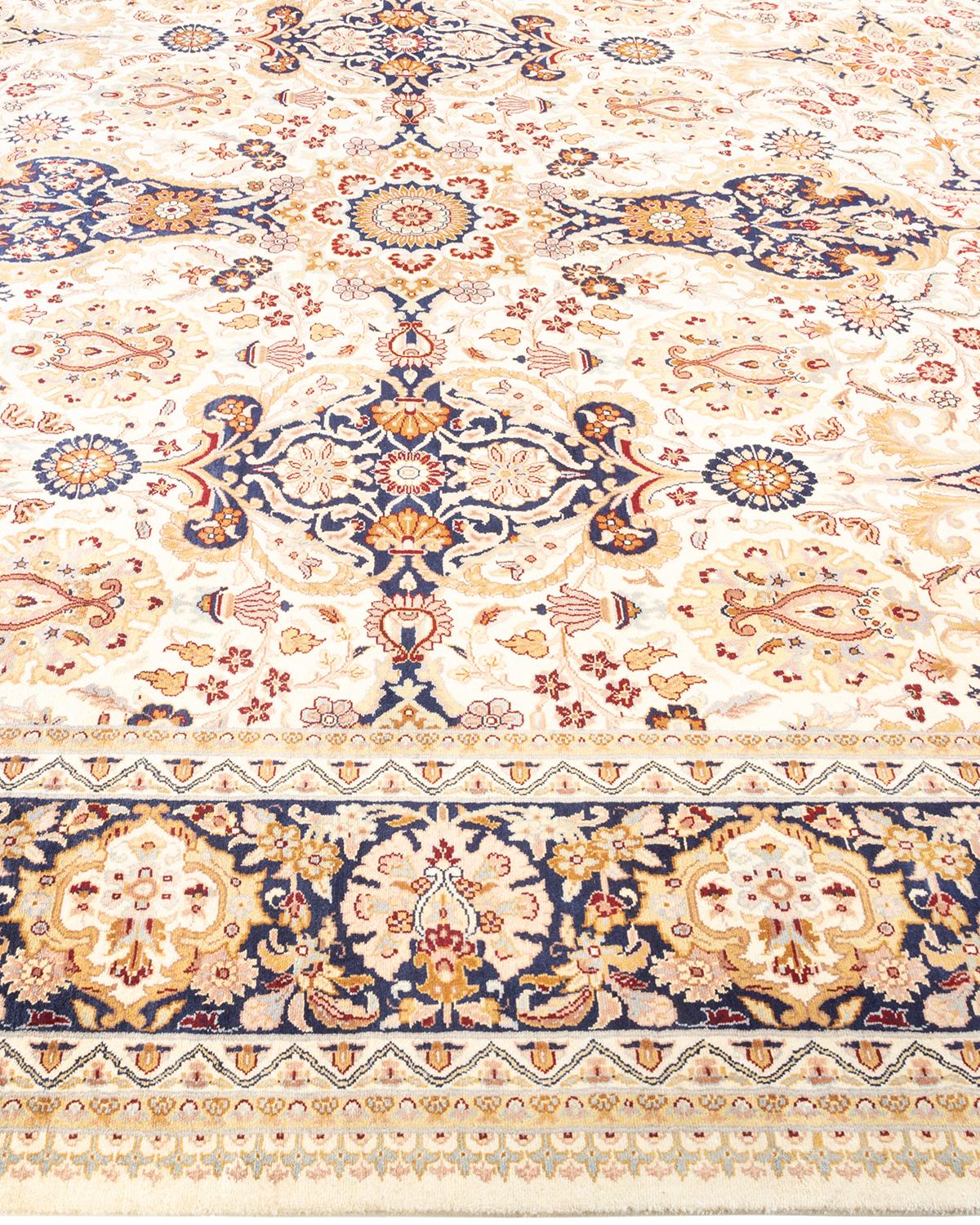 Handgeknüpfter orientalischer Mogul elfenbeinfarbener Teppich in Elfenbein, Unikat im Zustand „Neu“ im Angebot in Norwalk, CT