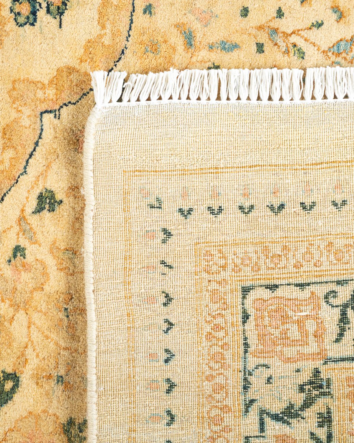 Handgeknüpfter orientalischer Mogul Elfenbeinfarbener Teppich, Unikat (21. Jahrhundert und zeitgenössisch) im Angebot
