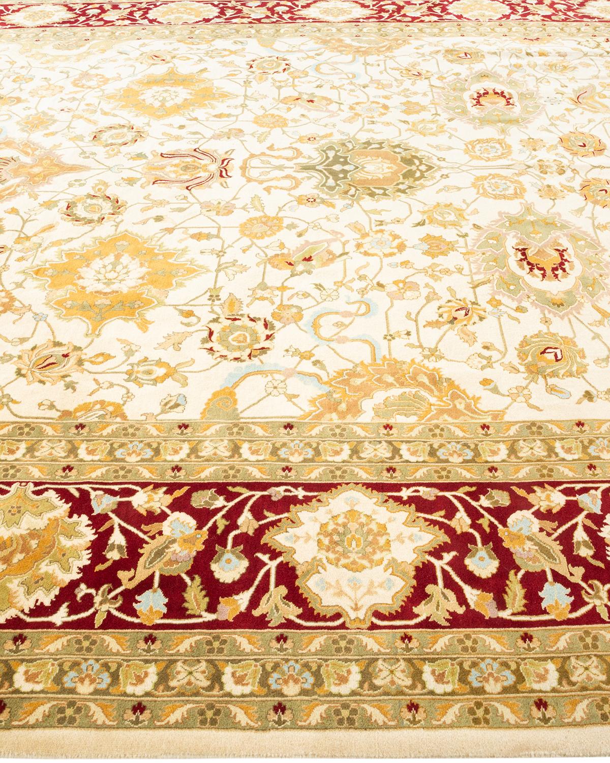 One-of-a-Kind Hand Knotted Oriental Mogul Ivory Area Rug In New Condition For Sale In Norwalk, CT