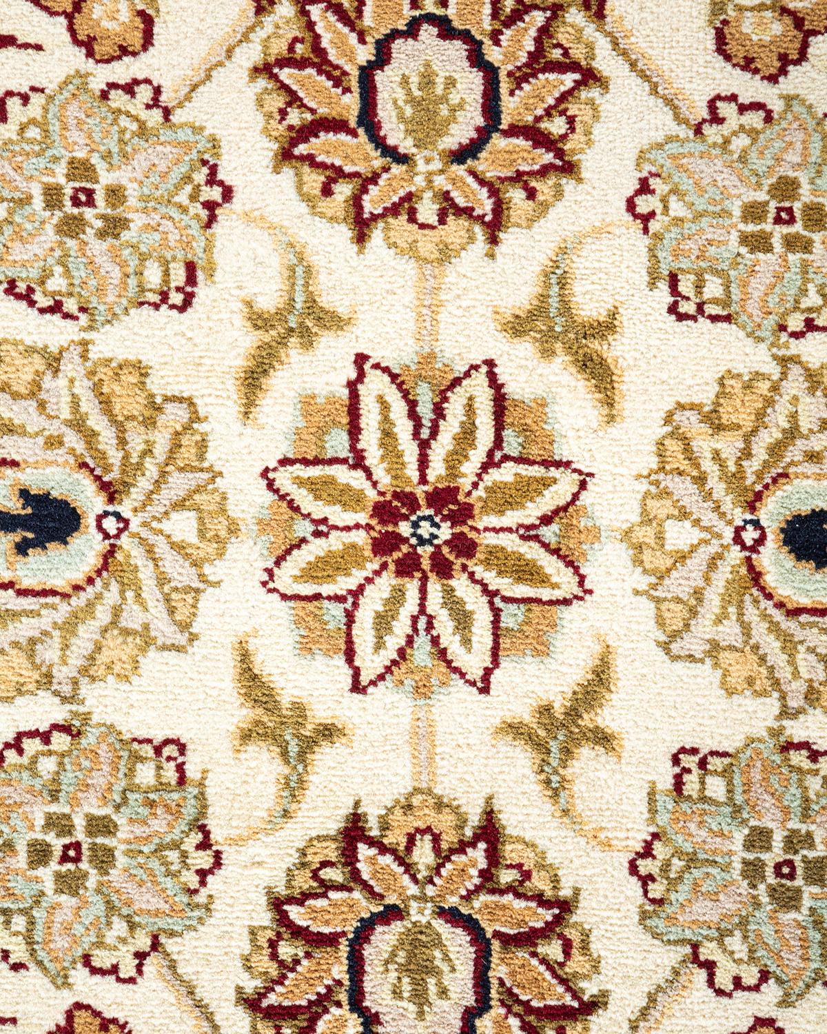 Handgeknüpfter orientalischer Mogul Elfenbeinfarbener Teppich, Unikat (Pakistanisch) im Angebot