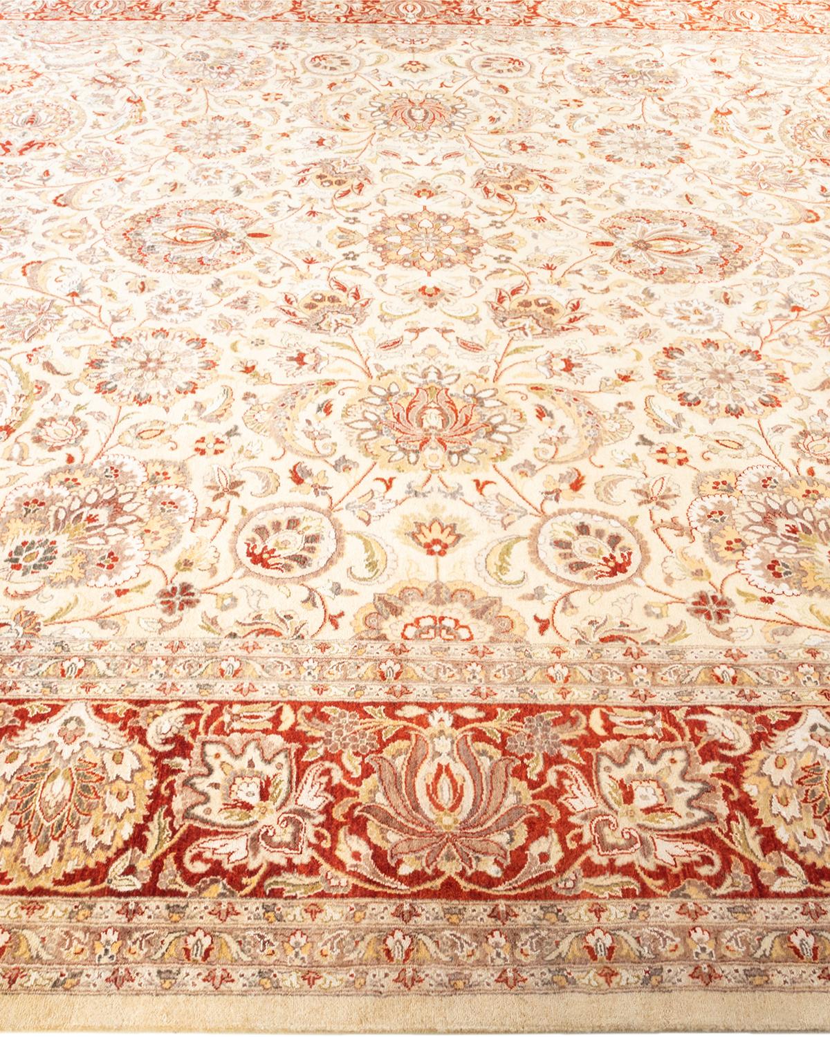 Handgeknüpfter orientalischer Mogul elfenbeinfarbener Teppich in Elfenbein, Unikat im Zustand „Neu“ im Angebot in Norwalk, CT