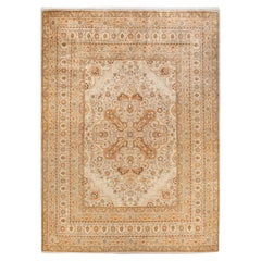 One-Of-A-Kind Hand Knotted Oriental Mogul Ivory Area Rug