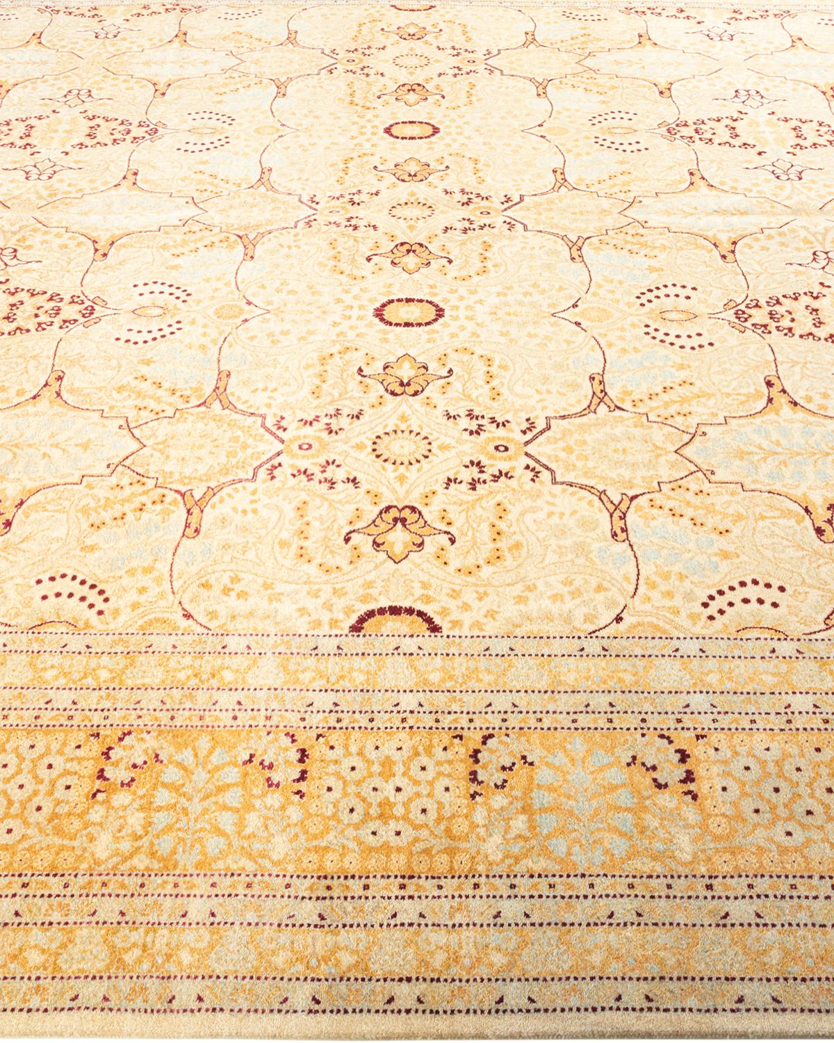 Handgeknüpfter orientalischer Mogul Elfenbeinfarbener Teppich, Unikat im Zustand „Neu“ im Angebot in Norwalk, CT