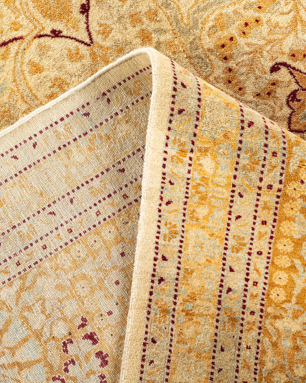 Handgeknüpfter orientalischer Mogul Elfenbeinfarbener Teppich, Unikat (Wolle) im Angebot