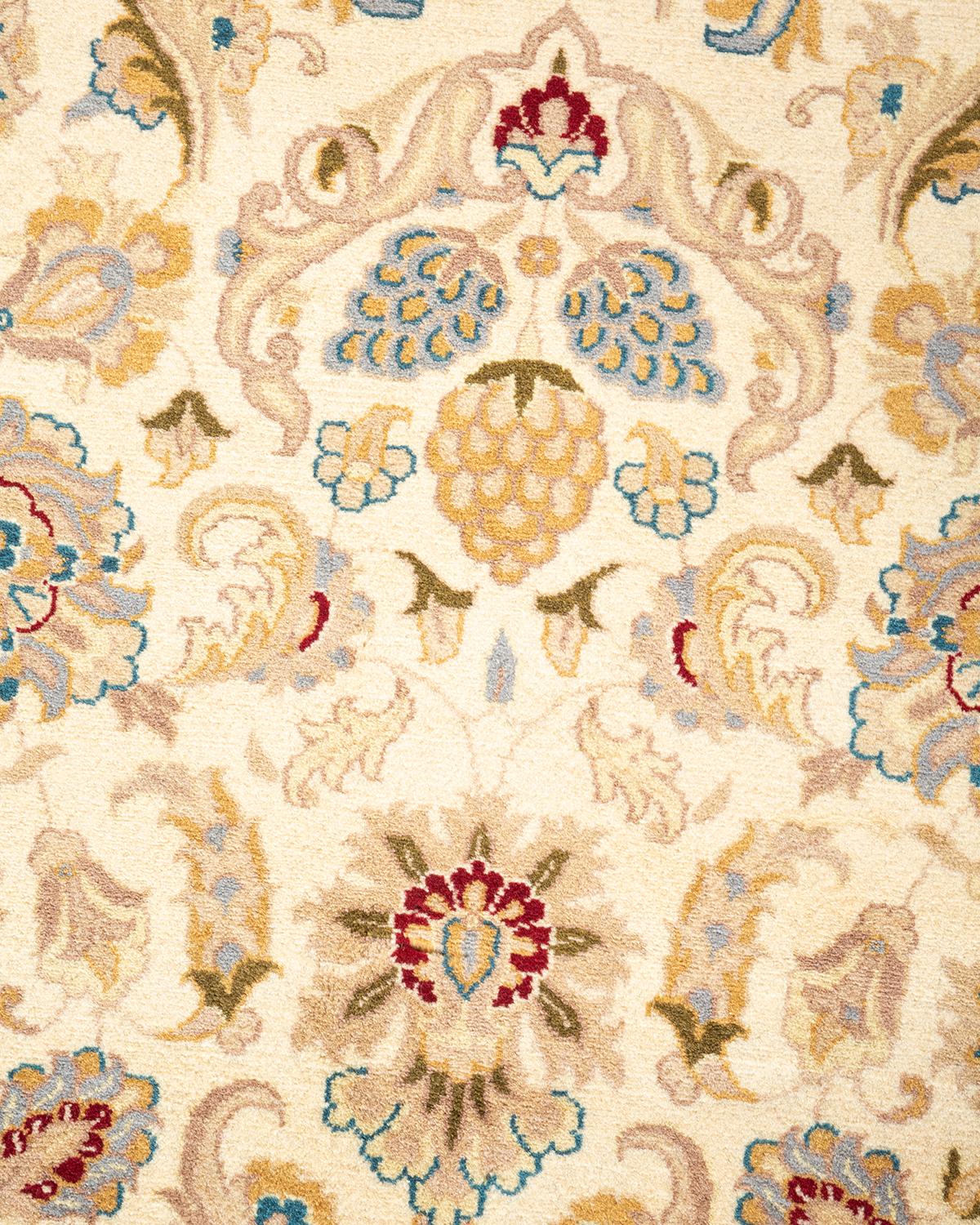 Handgeknüpfter orientalischer Mogul elfenbeinfarbener Teppich in Elfenbein, Unikat (Pakistanisch) im Angebot