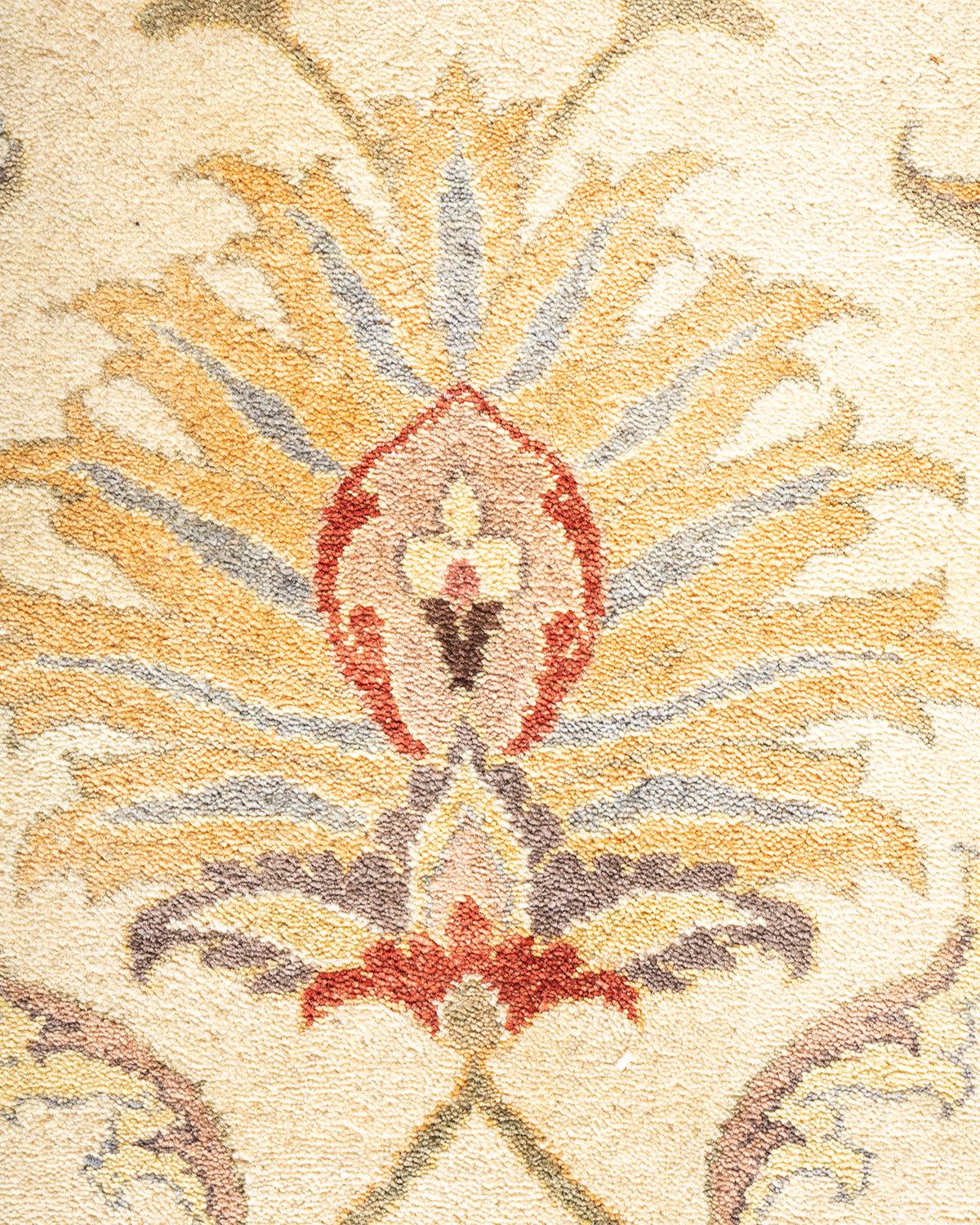 Pakistani One-of-a-Kind Hand Knotted Oriental Mogul Ivory Area Rug
