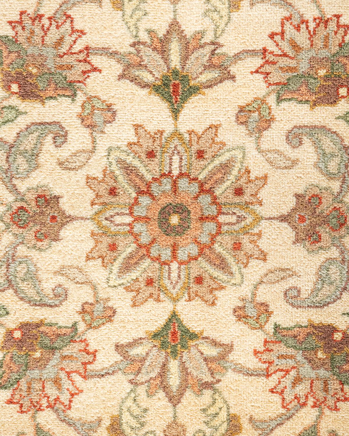 Handgeknüpfter orientalischer Mogul Elfenbeinfarbener Teppich, Unikat (Pakistanisch) im Angebot