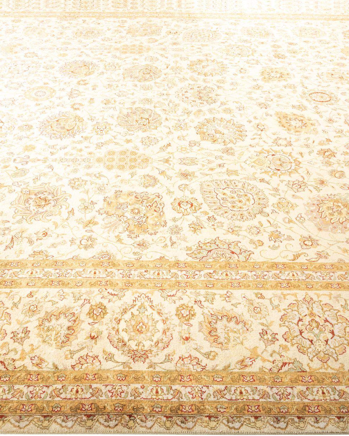 Handgeknüpfter orientalischer Mogul elfenbeinfarbener Teppich in Elfenbein, Unikat im Zustand „Neu“ im Angebot in Norwalk, CT