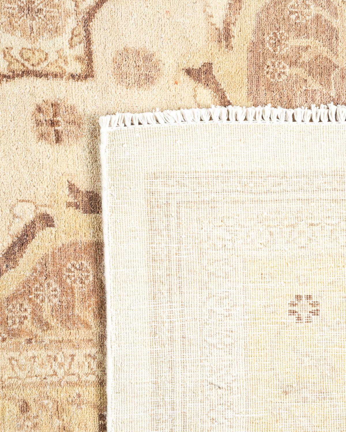Contemporary One-of-a-kind Hand Knotted Oriental Mogul Ivory Area Rug For Sale