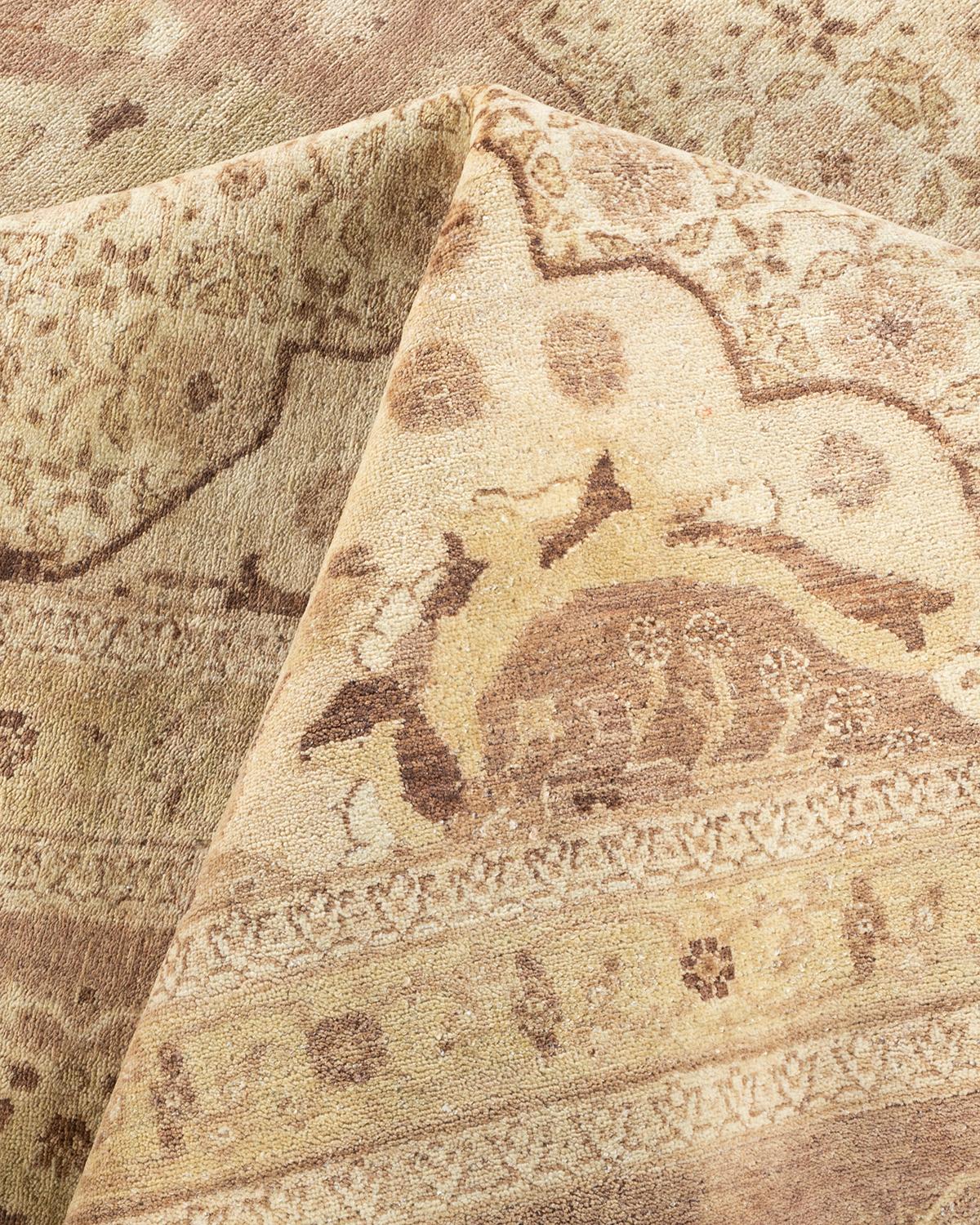 One-of-a-kind Hand Knotted Oriental Mogul Ivory Area Rug For Sale 1
