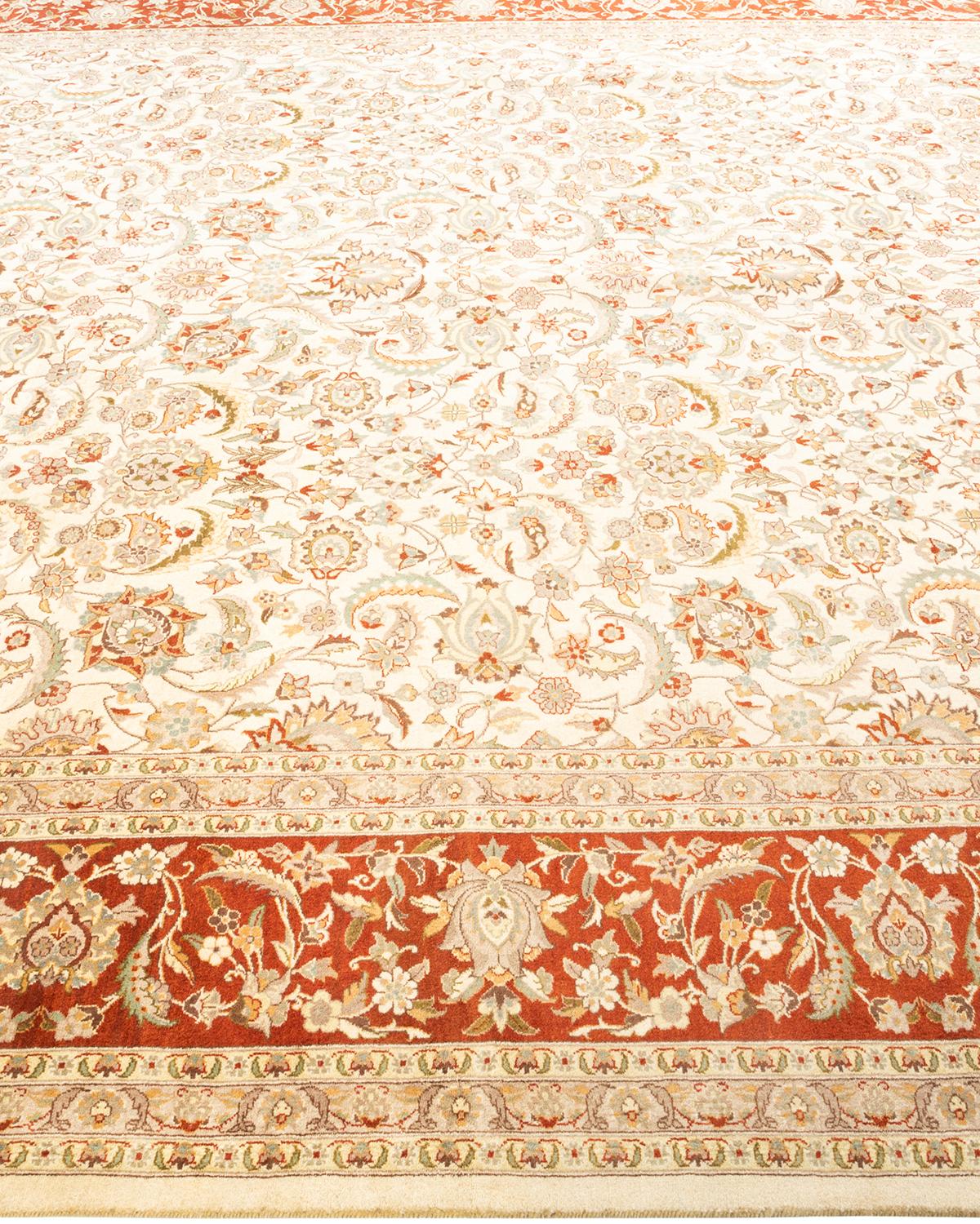 One-Of-A-Kind Hand Knotted Oriental Mogul Ivory Area Rug In New Condition For Sale In Norwalk, CT