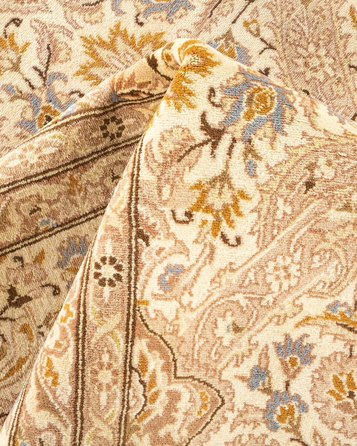 Tapis Oriental Mogul ivoire noué à la main, unique en son genre en vente 1