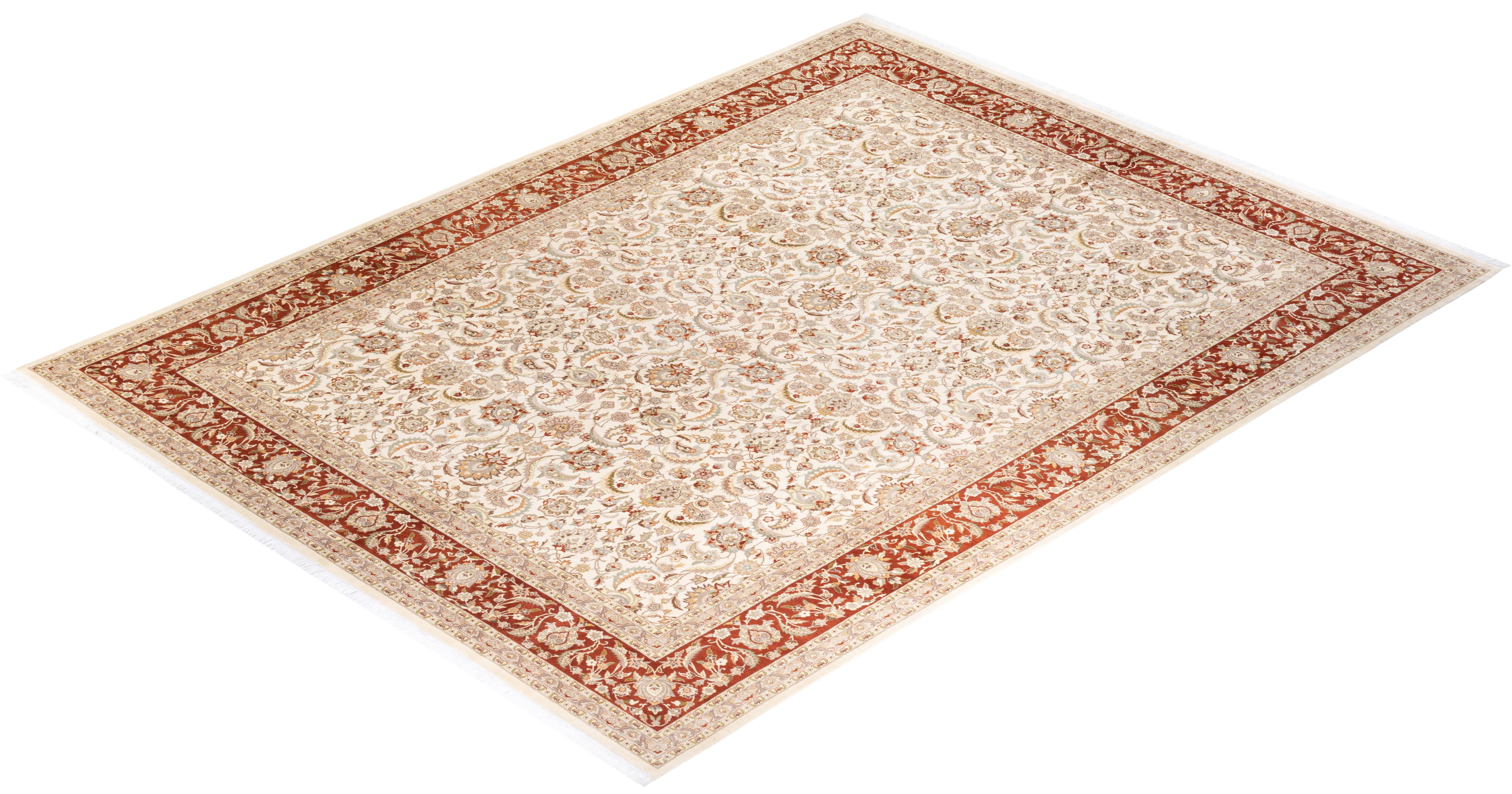 Alfombra Oriental Mogul Marfil Anudada a Mano, Única en su Género en venta 2
