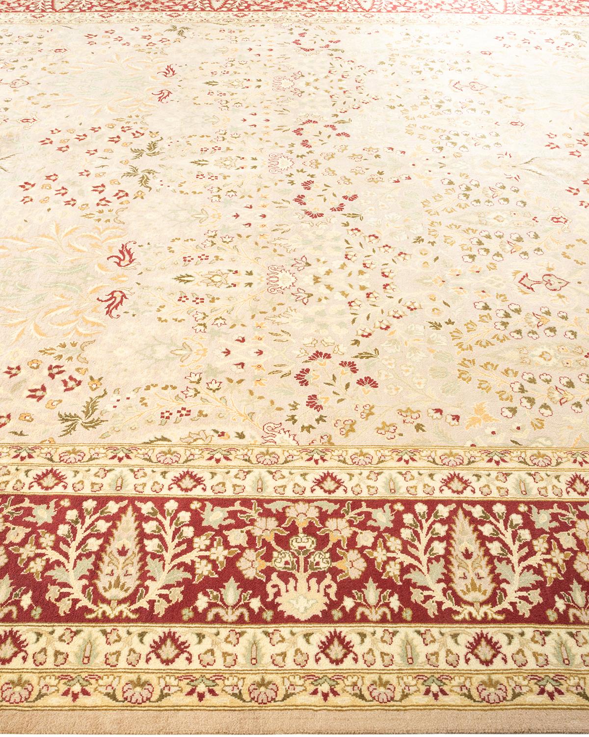 Handgeknüpfter orientalischer Mogul elfenbeinfarbener Teppich in Elfenbein, Unikat im Zustand „Neu“ im Angebot in Norwalk, CT