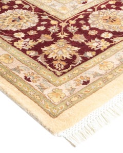 Handgeknüpfter orientalischer Mogul Elfenbeinfarbener Teppich, Unikat