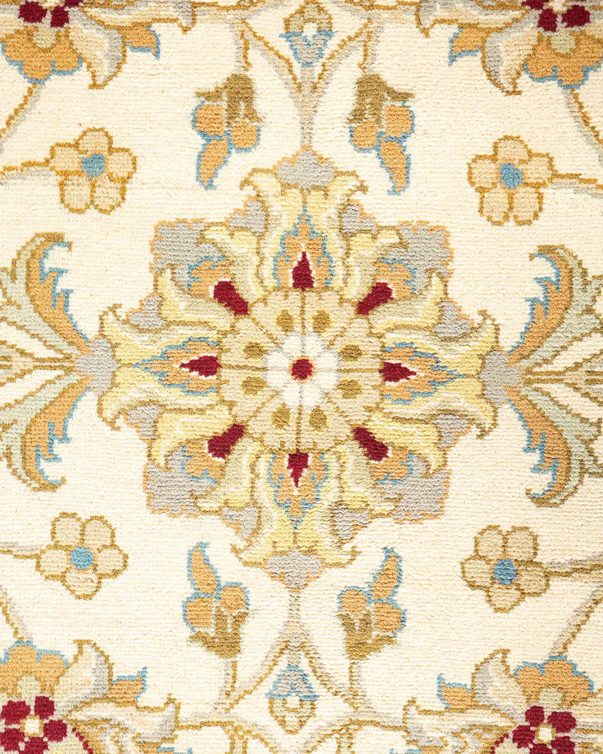 Pakistani One-of-a-kind Hand Knotted Oriental Mogul Ivory Area Rug For Sale