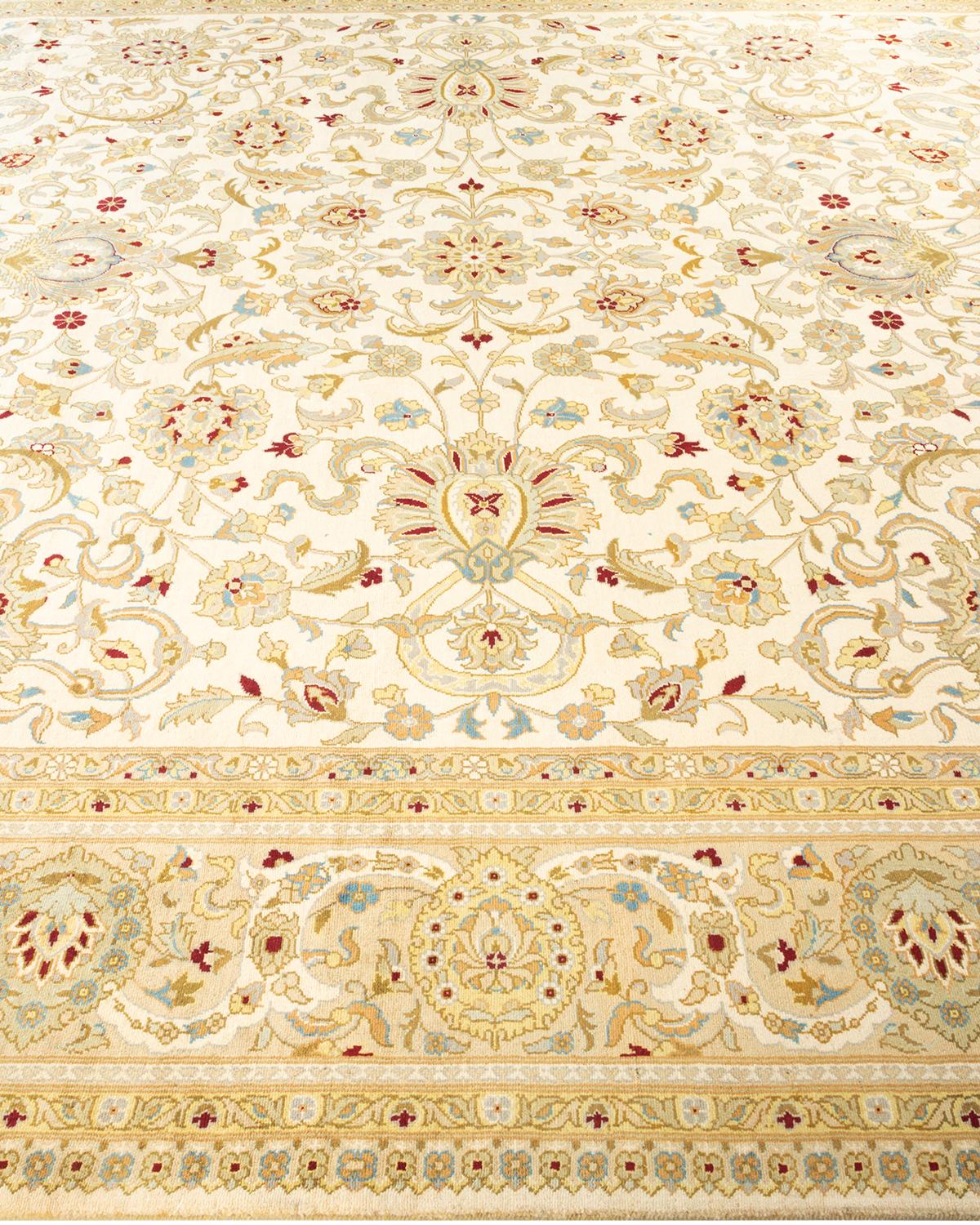 One-of-a-kind Hand Knotted Oriental Mogul Ivory Area Rug In New Condition For Sale In Norwalk, CT