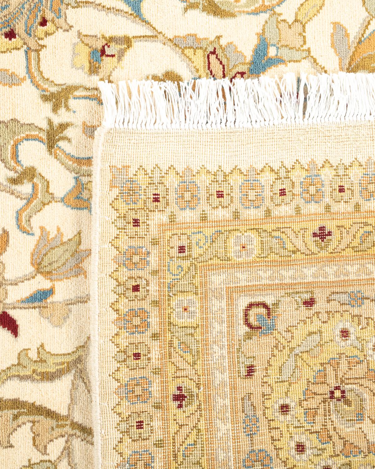 Contemporary One-of-a-kind Hand Knotted Oriental Mogul Ivory Area Rug For Sale