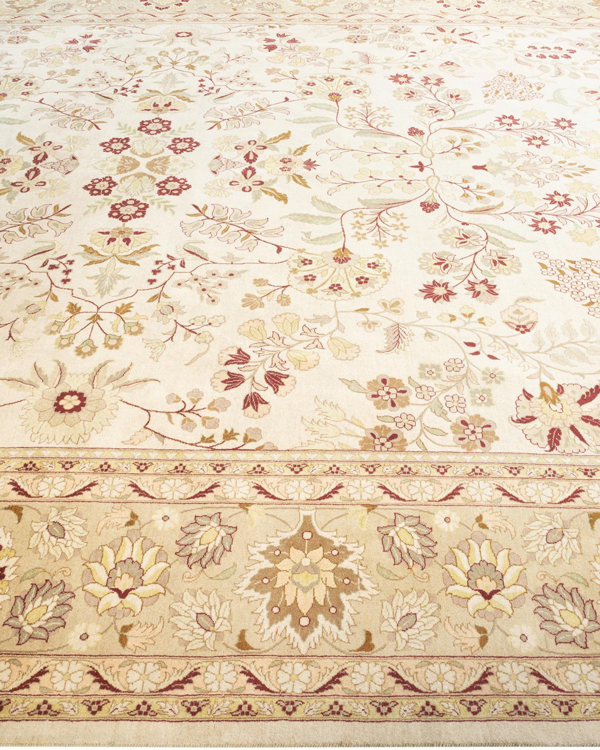 One-Of-A-Kind Hand Knotted Oriental Mogul Ivory Area Rug In New Condition For Sale In Norwalk, CT