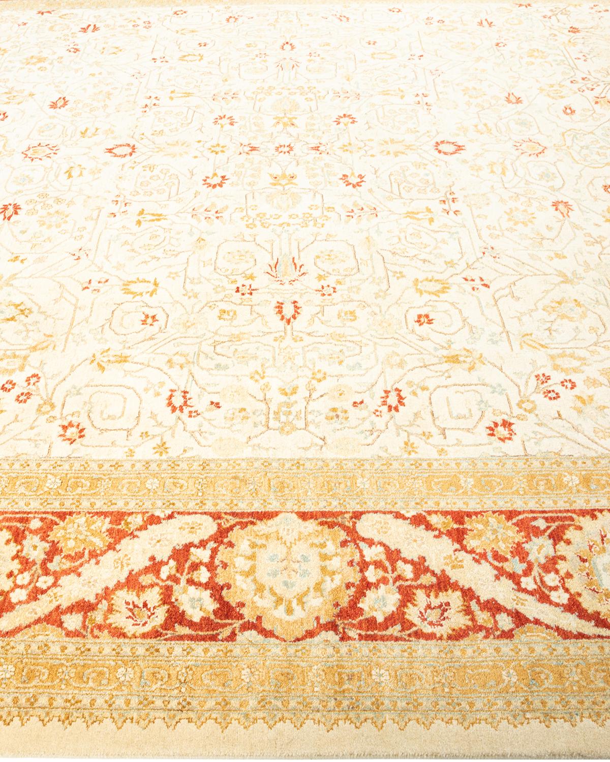 One-of-a-kind Hand Knotted Oriental Mogul Ivory Area Rug In New Condition For Sale In Norwalk, CT