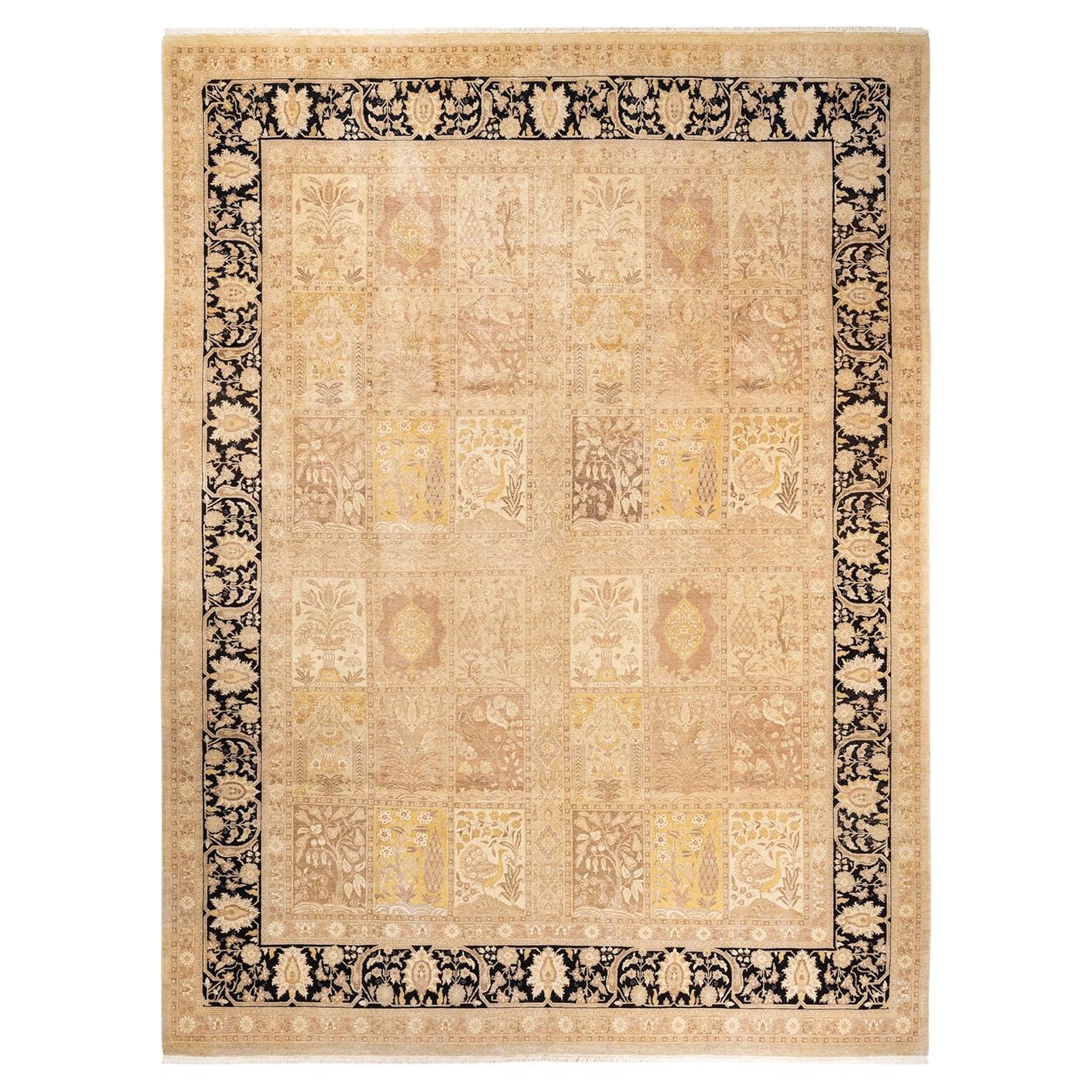 One-of-a-kind Hand Knotted Oriental Mogul Ivory Area Rug For Sale