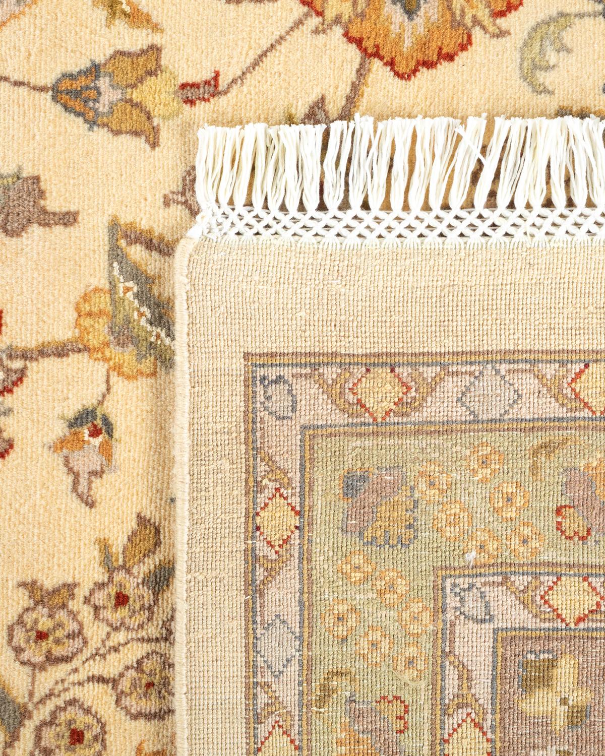 Contemporary One-of-a-kind Hand Knotted Oriental Mogul Ivory Area Rug For Sale