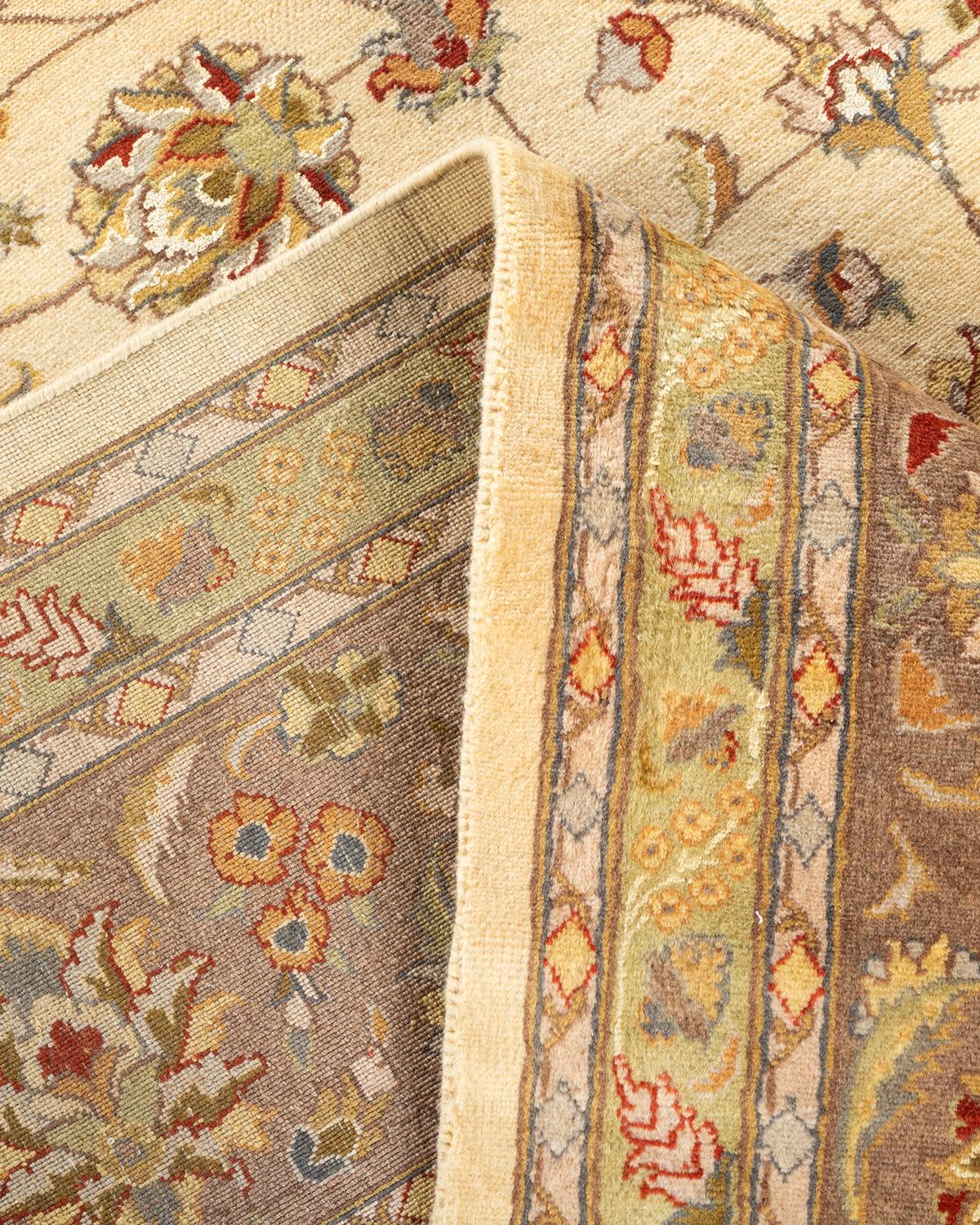 Wool One-of-a-kind Hand Knotted Oriental Mogul Ivory Area Rug For Sale