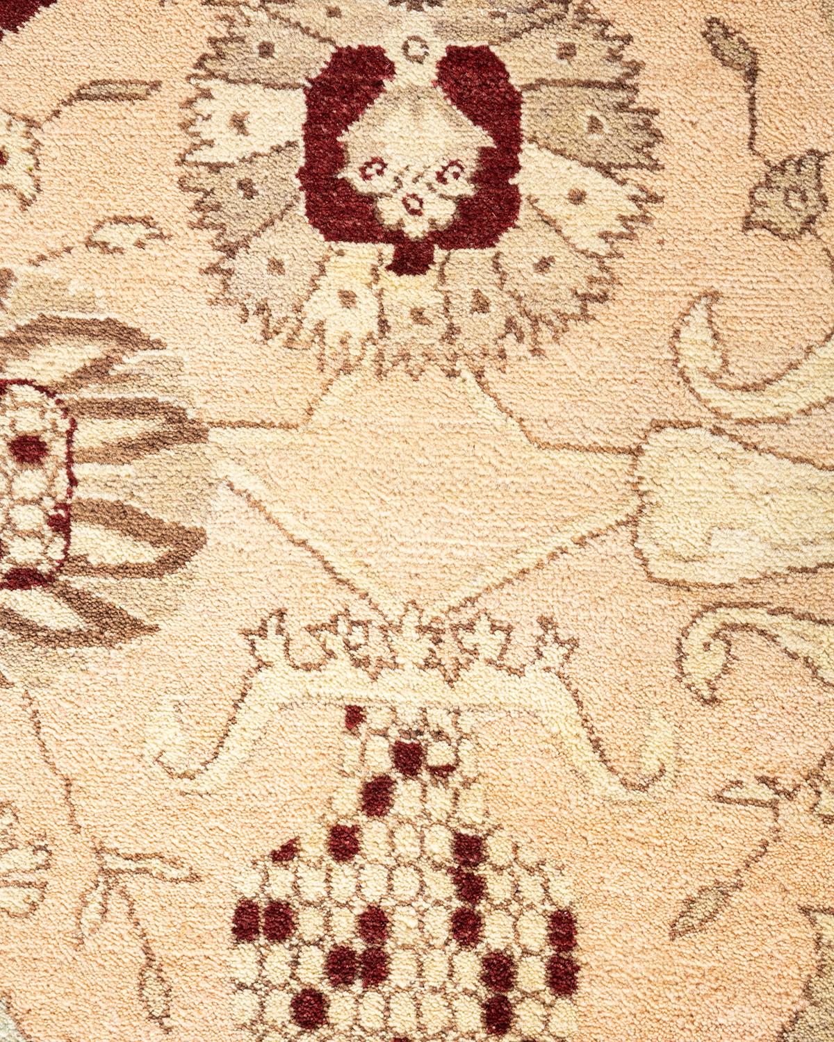 Pakistani One-Of-A-Kind Hand Knotted Oriental Mogul Ivory Area Rug For Sale