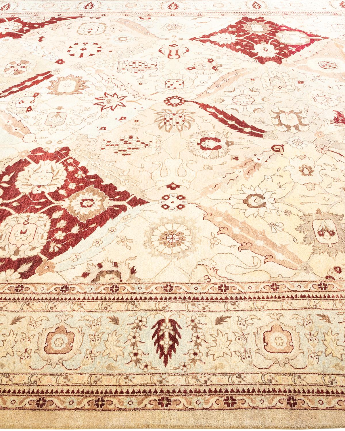 One-Of-A-Kind Hand Knotted Oriental Mogul Ivory Area Rug In New Condition For Sale In Norwalk, CT