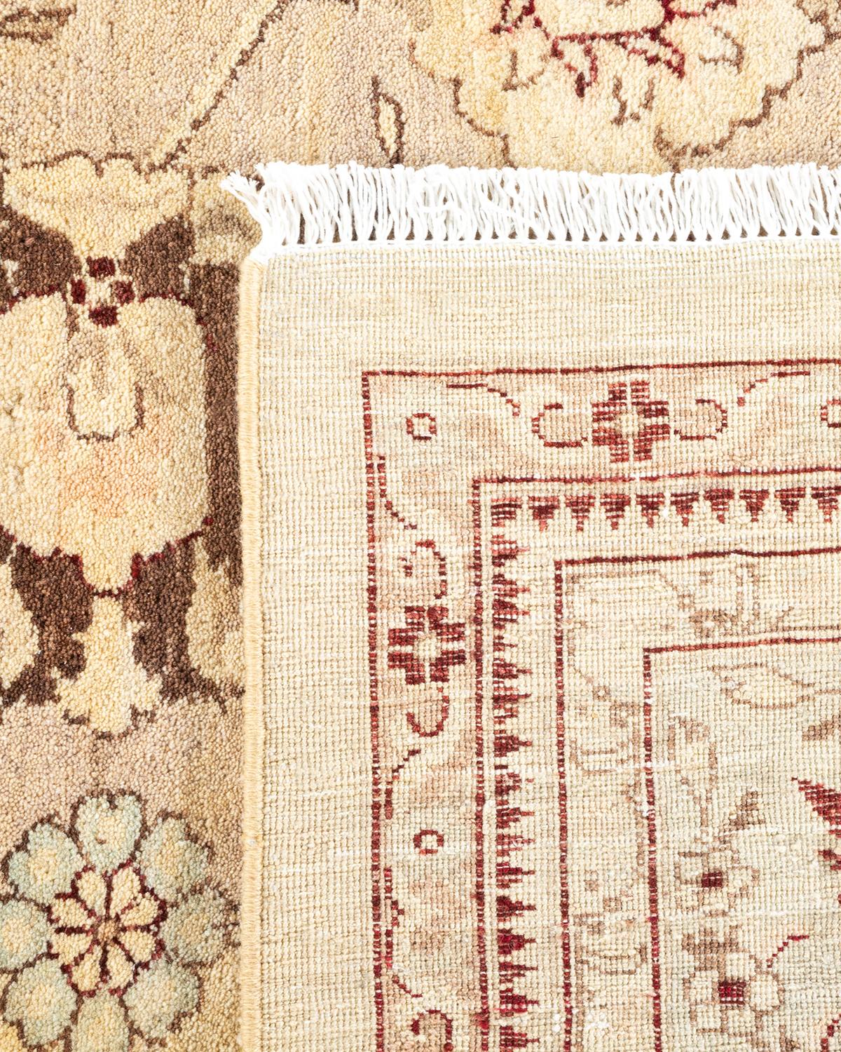 Contemporary One-Of-A-Kind Hand Knotted Oriental Mogul Ivory Area Rug For Sale