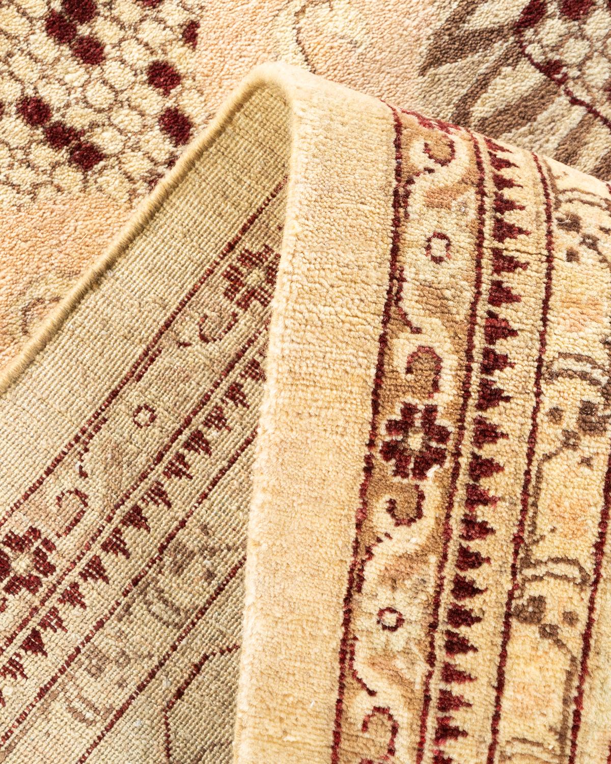 Wool One-Of-A-Kind Hand Knotted Oriental Mogul Ivory Area Rug For Sale