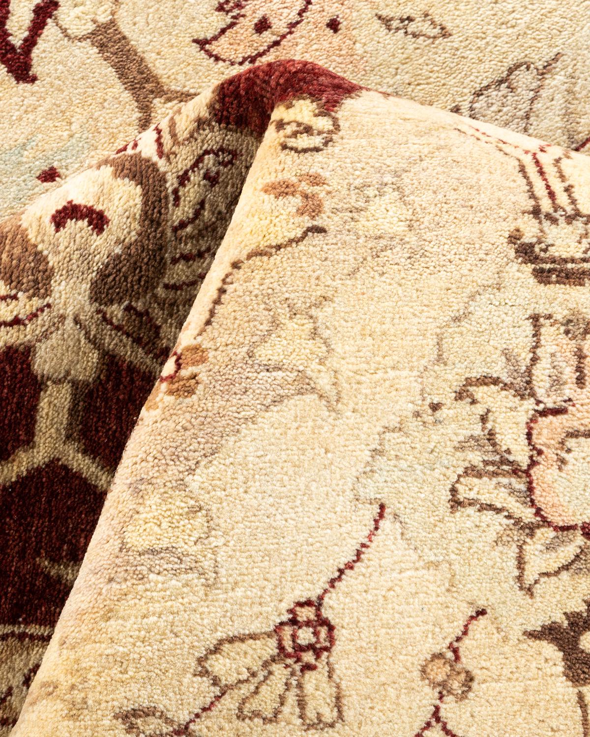 One-Of-A-Kind Hand Knotted Oriental Mogul Ivory Area Rug For Sale 1