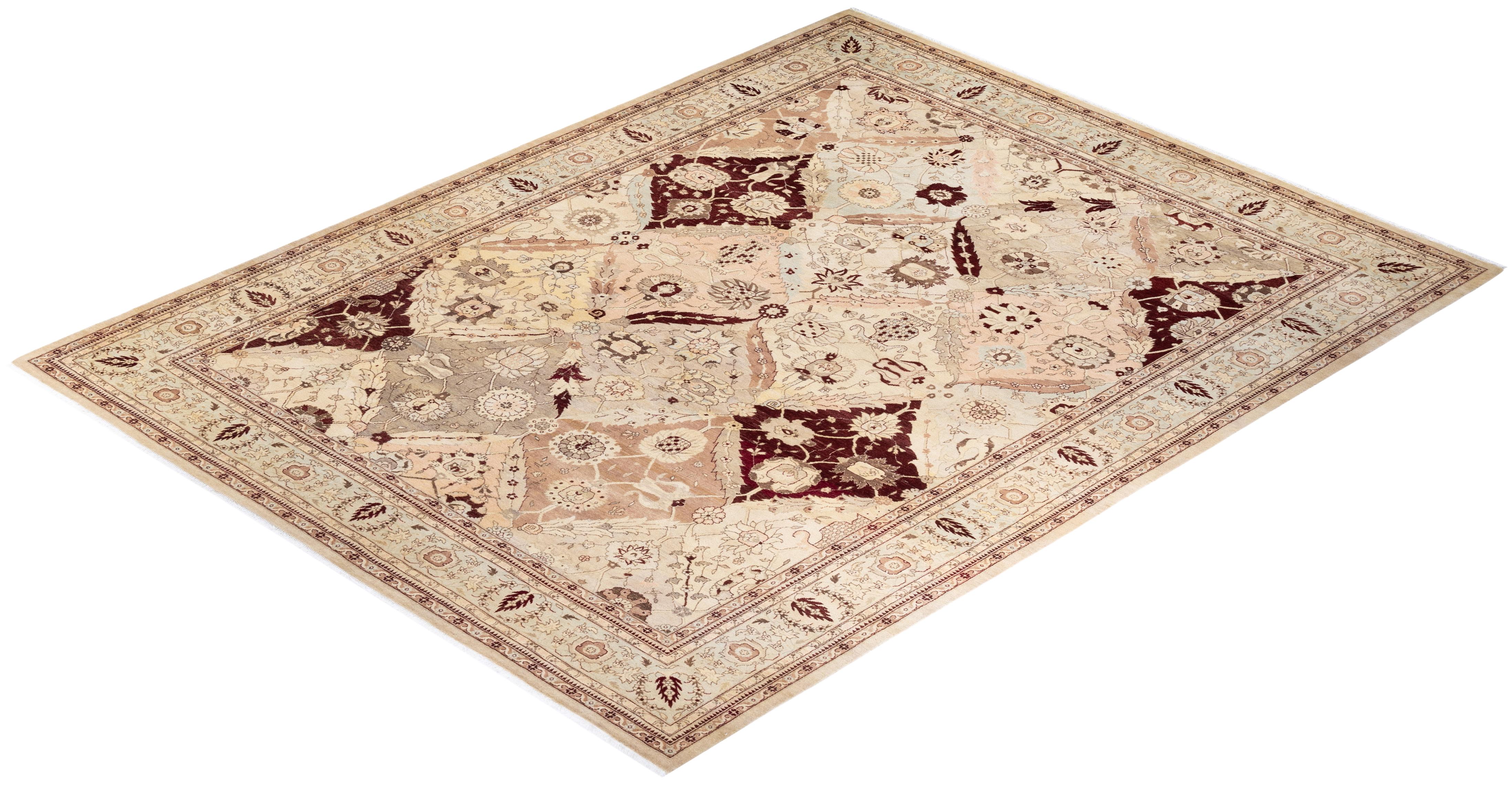 One-Of-A-Kind Hand Knotted Oriental Mogul Ivory Area Rug For Sale 2
