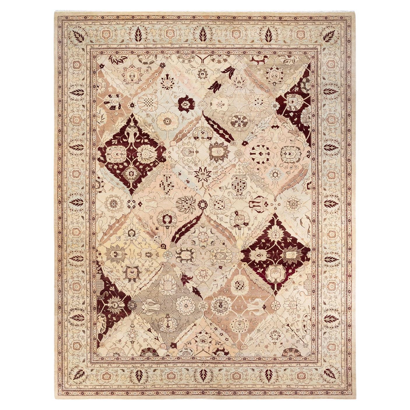 One-Of-A-Kind Hand Knotted Oriental Mogul Ivory Area Rug For Sale