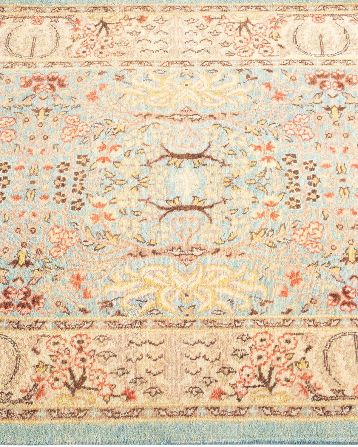 Handgeknüpfter orientalischer Mogul-Teppich in Hellblau, Unikat im Zustand „Neu“ im Angebot in Norwalk, CT