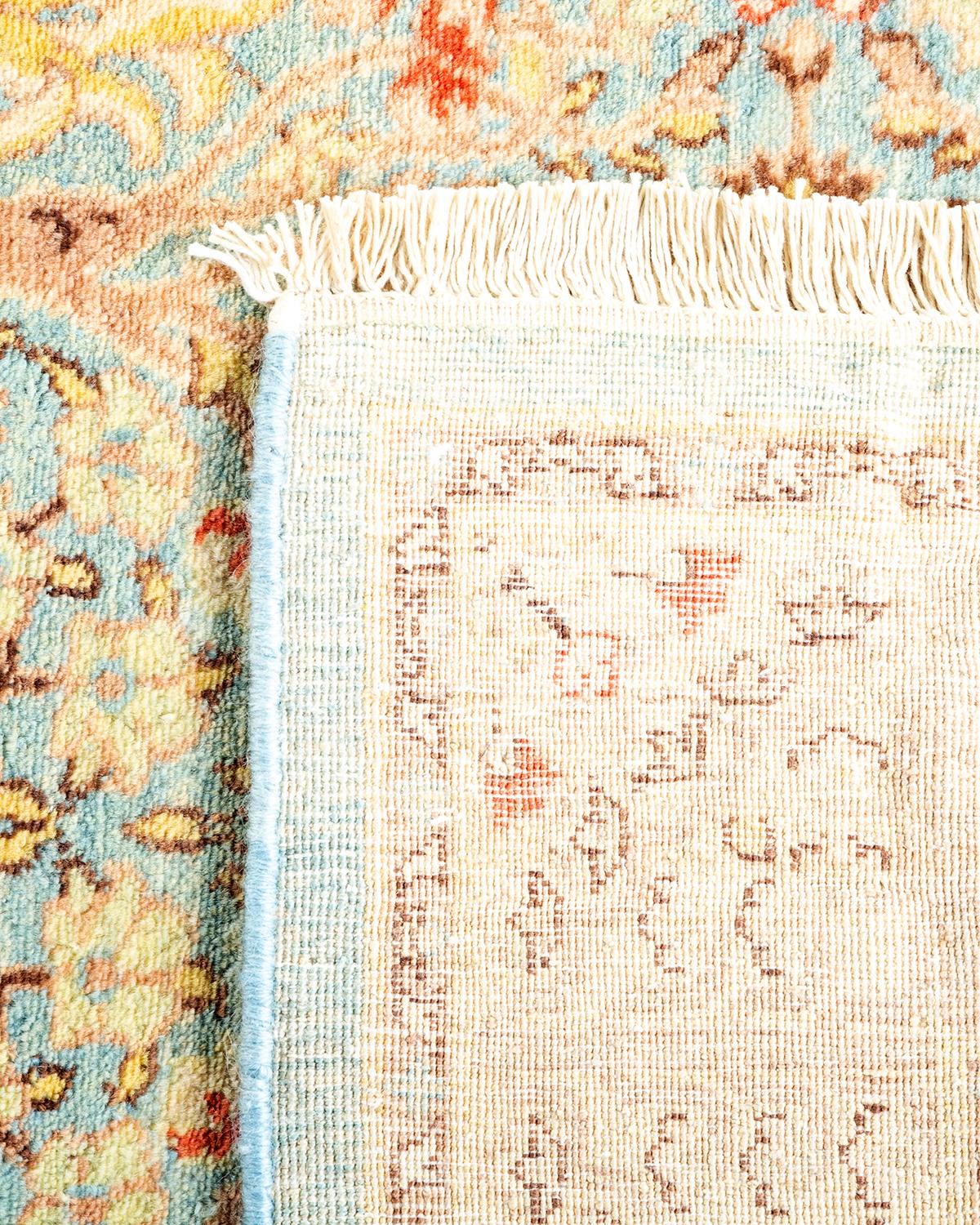 Handgeknüpfter orientalischer Mogul-Teppich in Hellblau, Unikat (21. Jahrhundert und zeitgenössisch) im Angebot